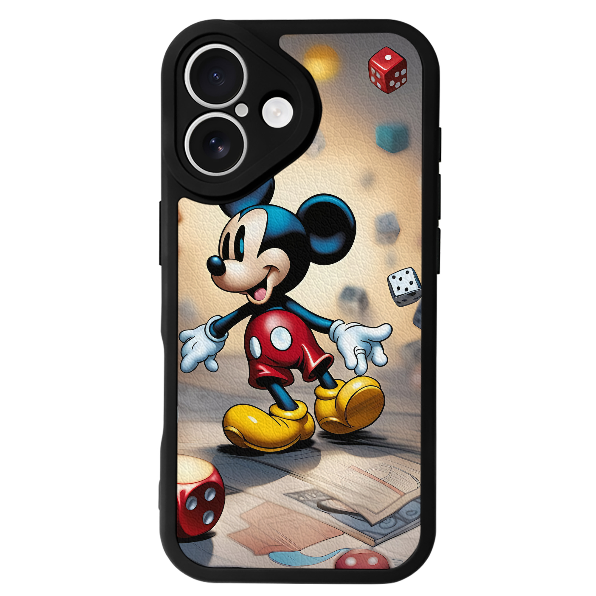 （画像用） ミッキーマウス Mickey Mouse 【iPhone 16シリーズ対応】シリコンスマホケース（レザー調） 材質：シリコン